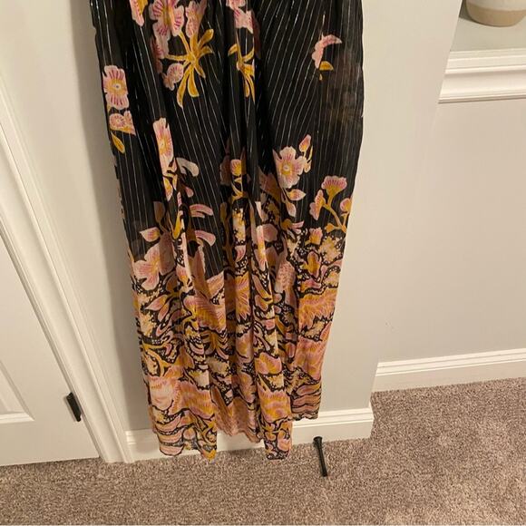 NWT Anthropologie Black Metallic Floral Sexy Maxi Dress Small - Picture 11 of 16